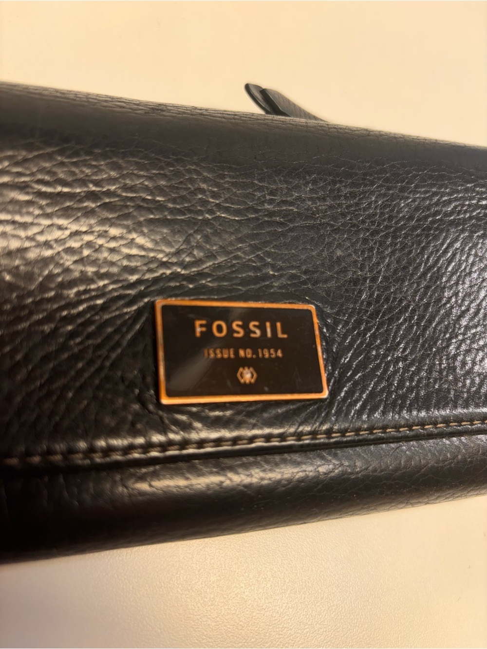 Fossil Black Cowhide Leather Trifold Flap Clutch Wallet - SL6676
